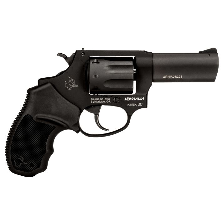 Taurus 2942M031UL 942 Ultra-Lite 22 WMR 8rd 3" Matte Black Finish Barrel, Matte Black Finish Cylinder, Black Anodized Finish Aluminum Frame & Finger Grooved Black Polymer Grip