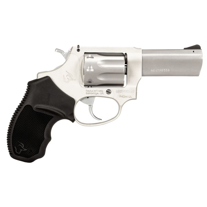 Taurus 2942M039UL 942 Ultra-Lite 22 WMR 8rd 3" Matte Stainless Finish Barrel, Matte Stainless Finish Cylinder, Stainless Anodized Finish Aluminum Frame & Finger Grooved Black Polymer Grip