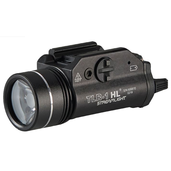 Streamlight 69889 TLR-1 HL Black Anodized Aluminum, 1,000 Lumens White LED Bulb, 283 Meters Beam, Picatinny Rail/Rail Clamp Mount