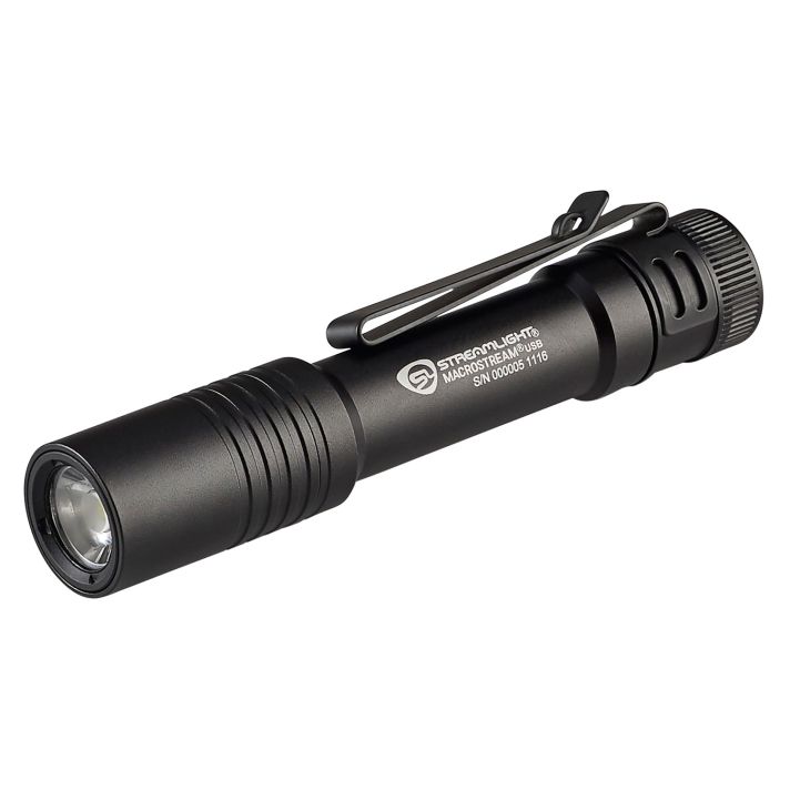 Streamlight 66320 Macrostream USB Everyday Carry FlashlightBlack Anodized 50/500 LumensWhite LED