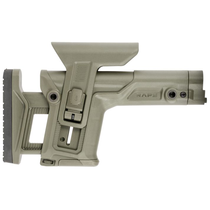 FAB Defense FXRAPSG RAPS Rapid Adjustment Precision Stock Integrated Cheek-Rest & Adjustable LOP Ambidextrous 1Latch System OD Green Polymer