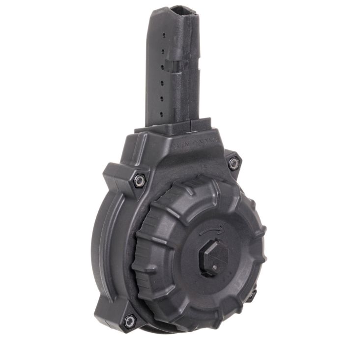ProMag DRMA12 Standard50rd Drum 9mm Luger Fits AR-15 Compatible w/ Glock Style Mags Black DuPont Zytel Polymer