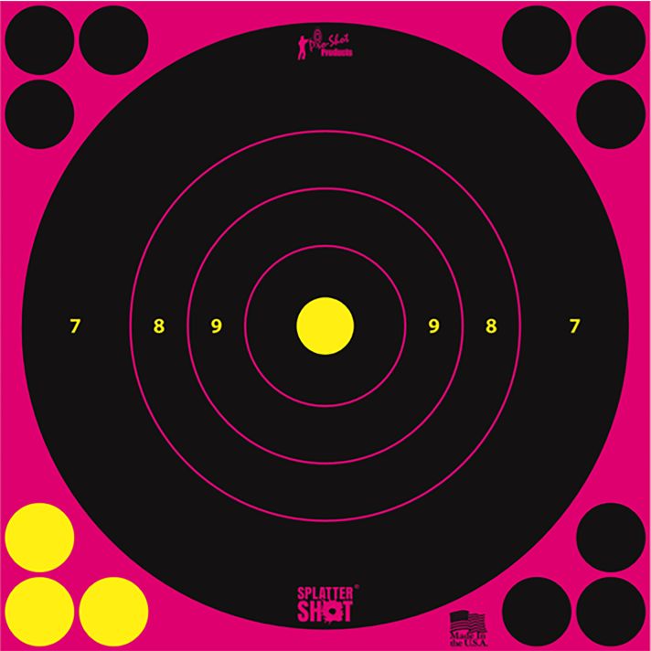Pro-Shot 8BPINK6PK SplatterShotSelf-Adhesive Paper Black/Pink 8" Bullseye 6 Pack