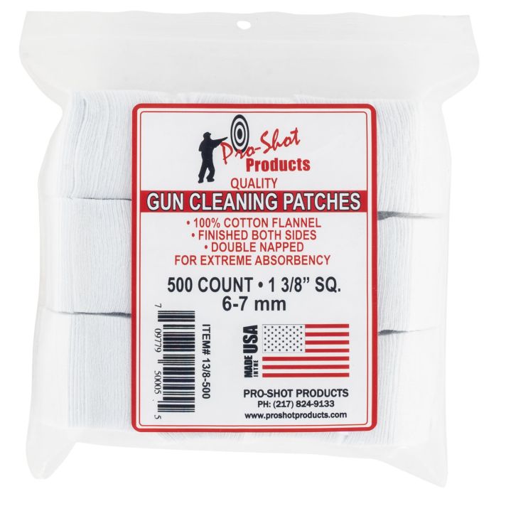 Pro-Shot 138500 Cleaning Patches6mm/7mm 1.38" Cotton Flannel 500 Per Pkg