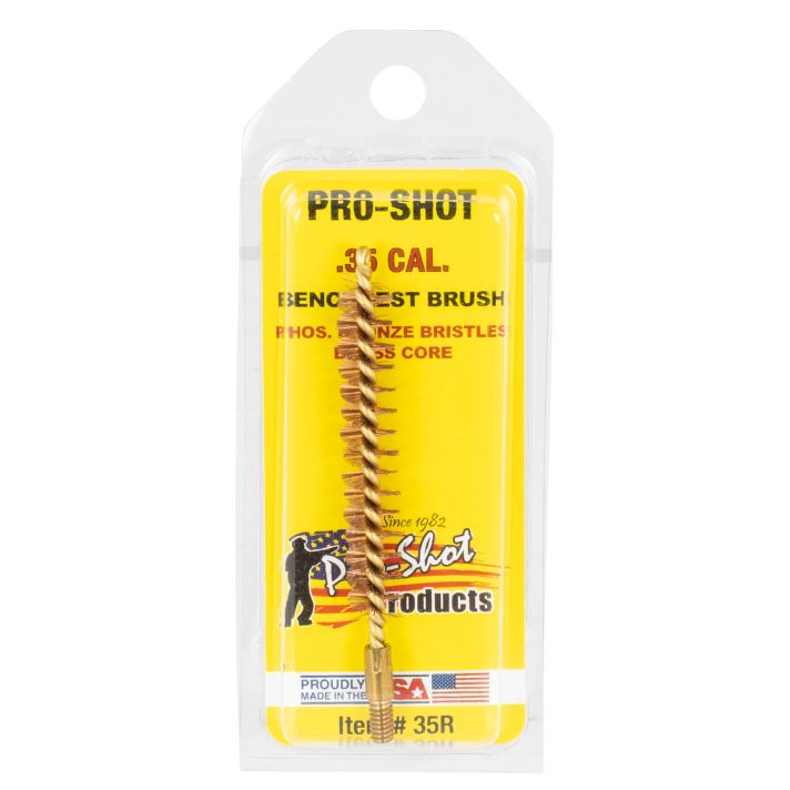 Pro-Shot 35R Bore Brush.35 Cal/ 9mm Rifle #8-32 Thread Bronze Bristles Brass Core