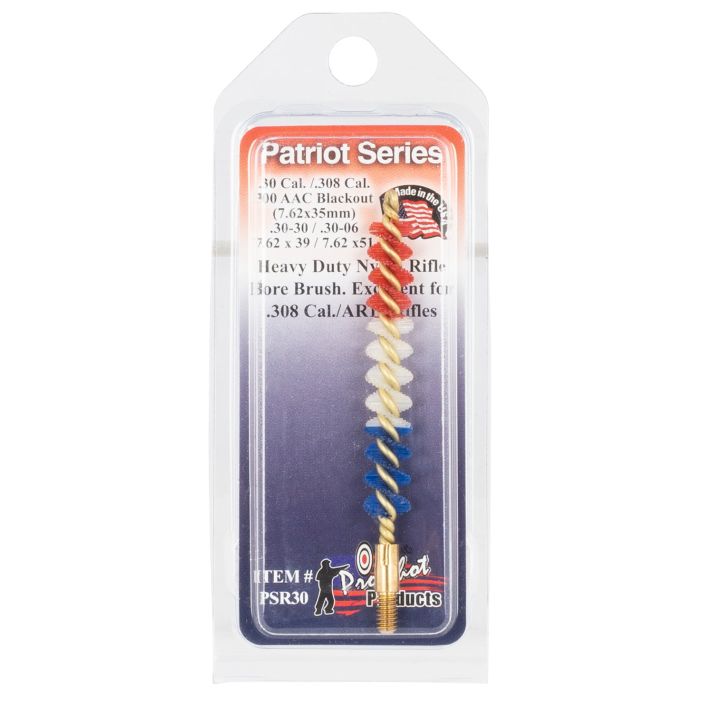 Pro-Shot PSR30 Patriot Series Bore Brush .30/ .308/ .300 Blackout/ 7.62mm Cal Rifle #8-32 Thread Nylon Bristles Brass Core