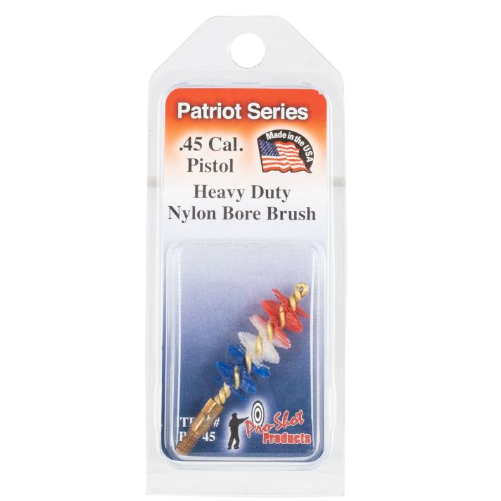Pro-Shot PSP45 Patriot Series Bore Brush .45 Cal Pistol #8-32 Thread Nylon Bristles Brass Core