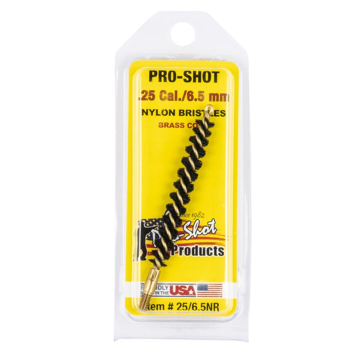 Pro-Shot 2565NR Bore Brush.25 Cal/ 6.5mm Rifle #8-32 Thread Nylon Bristles Brass Core