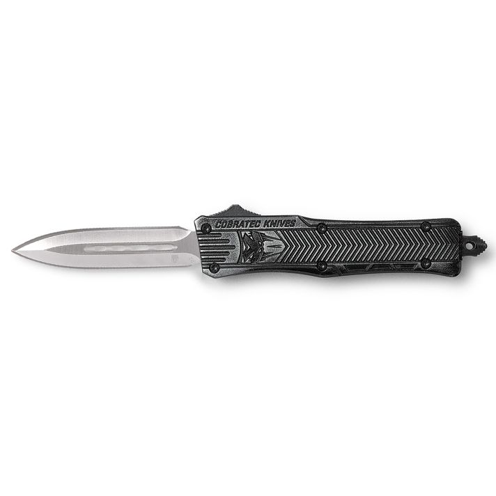 CobraTec Knives SSWCTK1SDAGNS CTK-1Small 2.75" OTF Dagger Plain D2 Steel Blade/Stonewashed Aluminum Handle Features Glass Breaker Includes Pocket Clip