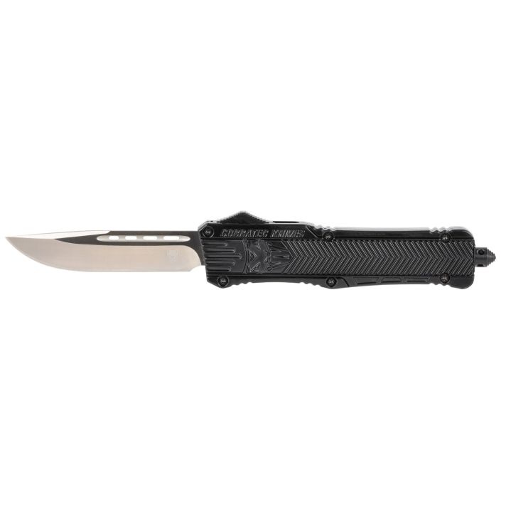 CobraTec Knives LBCTK1LDNS CTK-1Large 3.75" OTF Drop Point Plain D2 Steel Blade/Black Aluminum Handle Features Glass Breaker Includes Pocket Clip