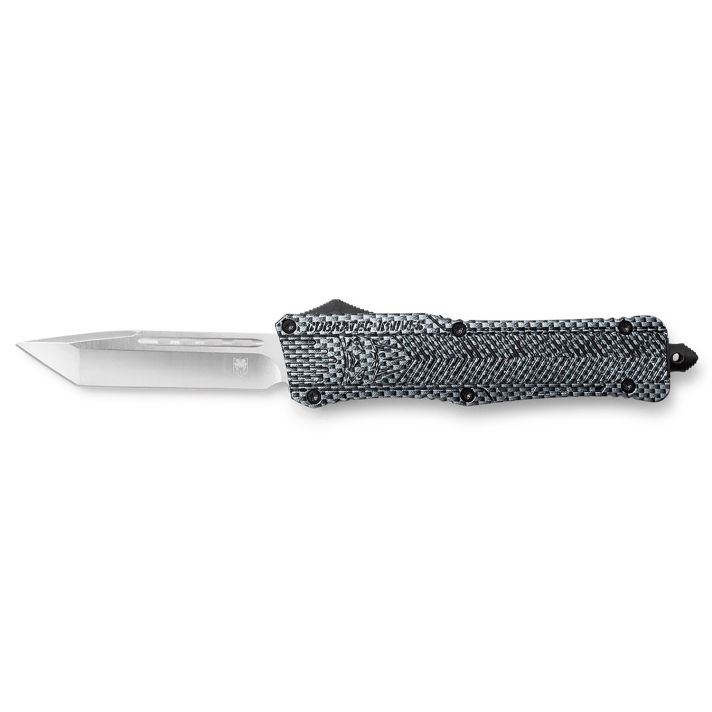 CobraTec Knives LCFCTK1LTNS CTK-1Large 3.75" OTF Tanto Plain D2 Steel Blade/Carbon Fiber Aluminum Handle Features Glass Breaker Includes Pocket Clip