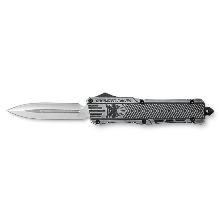 CobraTec Knives LSWCTK1LFAGNS CTK-1Large 3.75" OTF Dagger Plain D2 Steel Blade/Stonewashed Aluminum Handle Features Glass Breaker Includes Pocket Clip