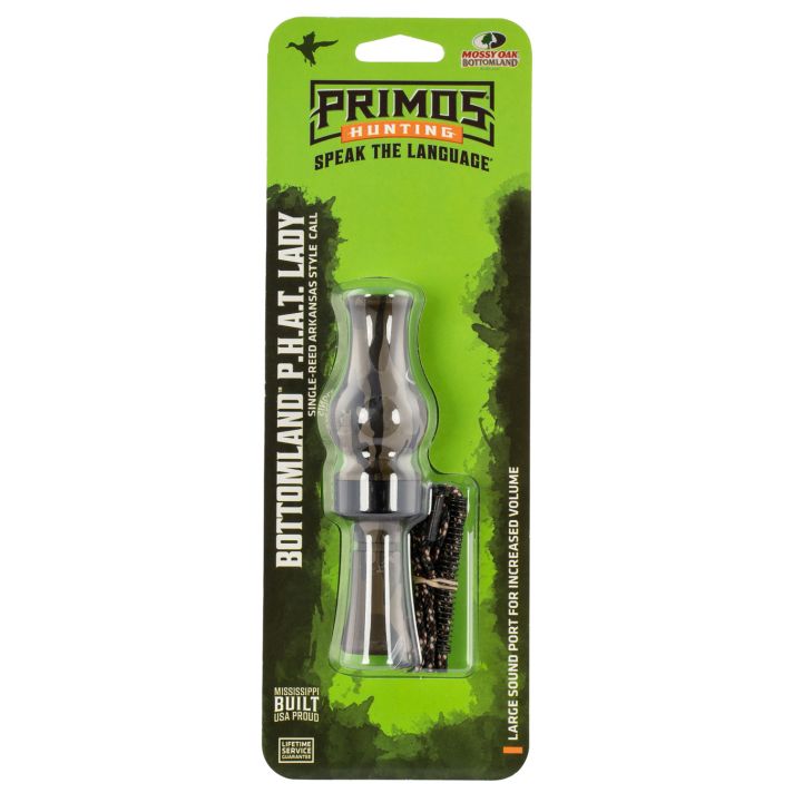 Primos PS892 Phat LadyOpen Call Single Reed Turkey Sounds Attracts Ducks Mossy Oak Original BottomLand Plastic