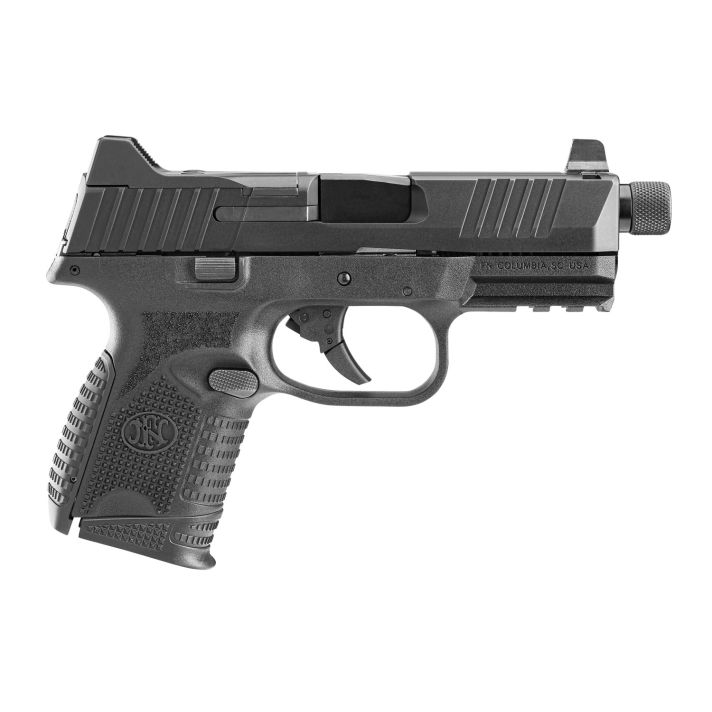 FN 66100782 509CT w/Optic Compact 9mm Luger 12+1/24+1, 4.32" Black Steel Threaded Barrel, Black PVD Optic Cut/Serrated Stainless Steel Slide, Black Polymer Frame w/Picatinny Rail
