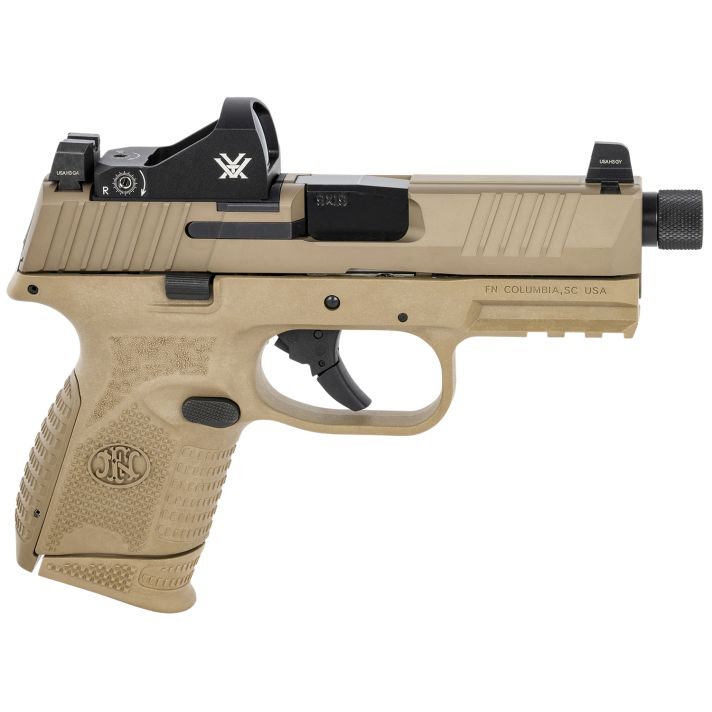 FN 66100797 509 Compact Tactical 9mm Luger 4.32" Threaded Barrel, 12+1/24+1, FDE Polymer Frame w/Mounting Rail, Optic Cut FDE Stainless Steel Slide, Includes Viper Red Dot
