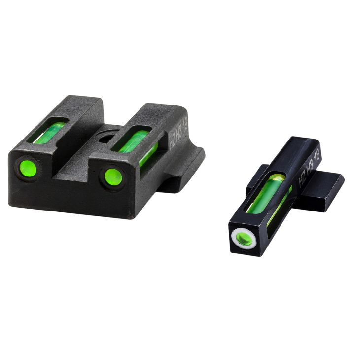 HiViz 9EZN321 LiteWave H3 Sight Set for S&W 9EZ Green Tritium White Outline Front Sight-Green Fiber Optic Rear Sight