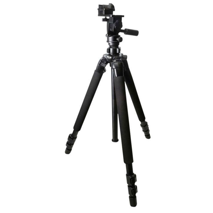 KOPF Jager KJ85003K Folding Tripod K700 Tripod made of Aluminum with Black Finish, Adjustable Reaper Rail, 3-Level Leg Extension, 21-87 Degree Pan & Tilt