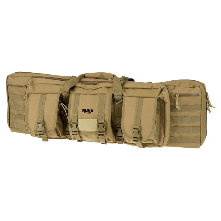 Rukx Gear ATICT36DGT Tactical Double Gun 36" Water Resistant Tan 600D Polyester w/ Non-Rust Zippers Holds up to 2 Rifles