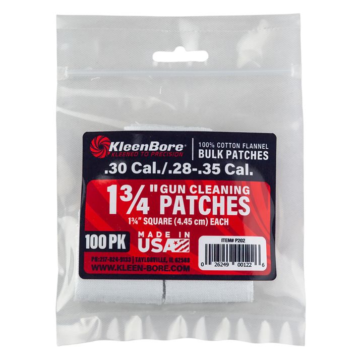 KleenBore P202 Super Shooter.30/ .28 - .35 Cal 1.75" 100% Cotton Flannel 75 Per Pack