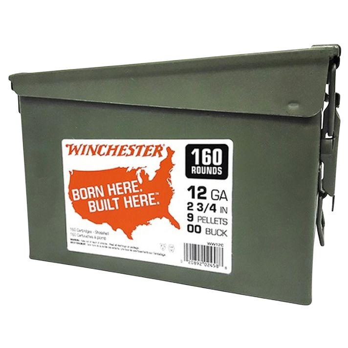 Winchester Ammo WW12C USA12Gauge 2.75" 9Pellets 00Buck Shot 160rds/2 Case *Ammo Can