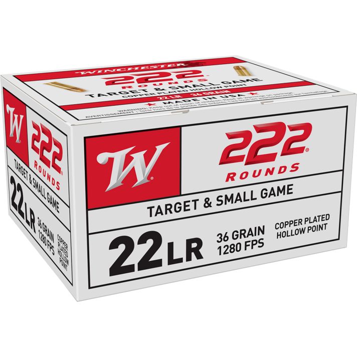 Winchester Ammo 22LR222HP USA22LR 36gr Copper Plated Hollow Point 222 Per Box/10 Case