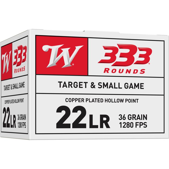 Winchester Ammo 22LR333HP USA22LR 36gr Copper Plated Hollow Point 333 Per Box/10 Case