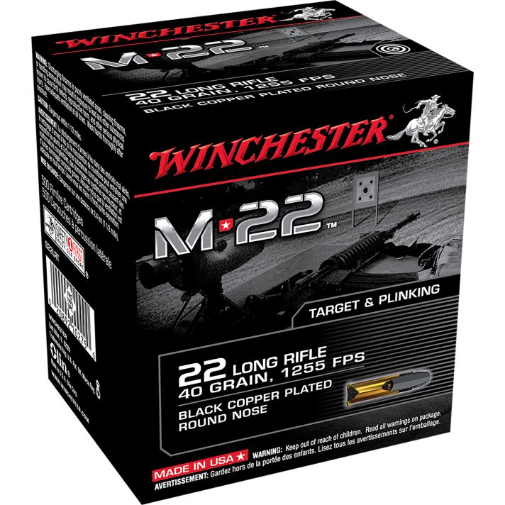 Winchester Ammo S22LRT M-2222LR 40gr Black Copper Plated Round Nose 1000 Per Bx/2 Case *Bulk