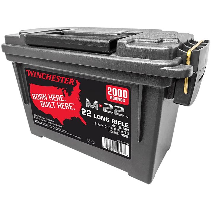 Winchester Ammo S22LRTPB M-2222LR 40gr Black Copper Plated Round Nose 2000 Per Box/2 Cans *Bulk