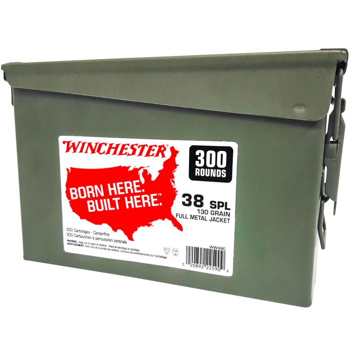 Winchester Ammo WW38C USA Ammo Can 38Special 130gr Full Metal Jacket 300 Per Box/2 Case