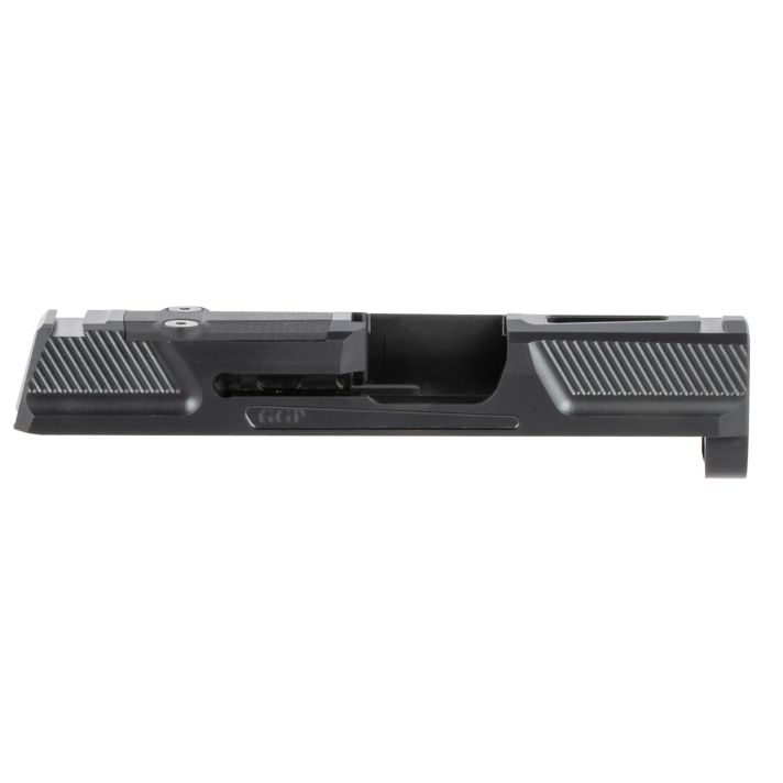 Grey Ghost Precision GGP365BLK2 GGP365 Version 2 Slide Fits Sig P365, Optic Cut Compatible w/Sig RomeoZero & Shield RMS-C, Fine Front & Rear Serrations, 17-4 Stainless Steel w/Black DLC Finish