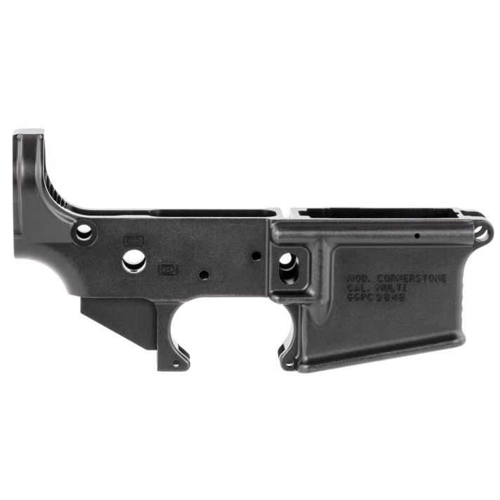 Grey Ghost Precision GGPC CornerstoneLower Receiver Multi-Caliber, 7075-T6 Aluminum w/Black Anodized Finish, Nylon Tipped Tensioning Screw, Flared Mag Well