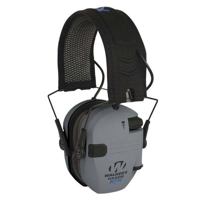 Walker's GWPXDRSEMG Razor X-TRM Digital Electronic Muff 21 dB Over the Head Gray/Black Polymer
