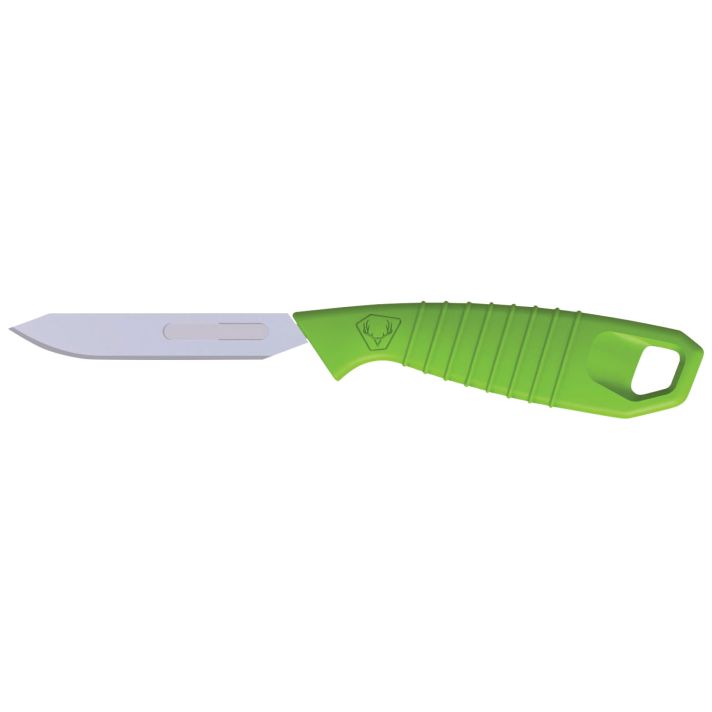 HME HMEKN-PRBBM Super Lite Replace a Blade Tanto Plain Stainless Steel Blade/Green TPR Handle Includes 5 Replacement Blades/Sheath