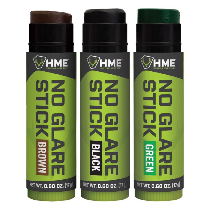 HME HMESTK3PK Face Paint No Glare Black/Brown/Dark Green Stick