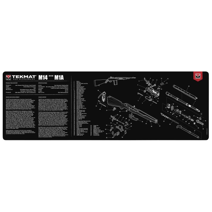 TekMat TEKR36M14 M14 Cleaning Mat Black/White Rubber 12"x36" Springfield M1A Parts Diagram