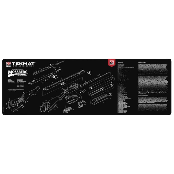 TekMat TEKR36MOSSBERGG Mossberg Shotgun Cleaning Mat Black/White Rubber 12"x36" Mossberg Shotgun Parts Diagram