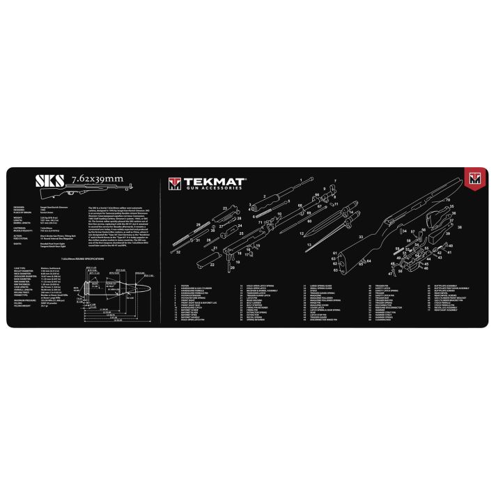 TekMat TEKR36SKS SKS Cleaning Mat Black/White Rubber 12"x36" SKS Parts Diagram
