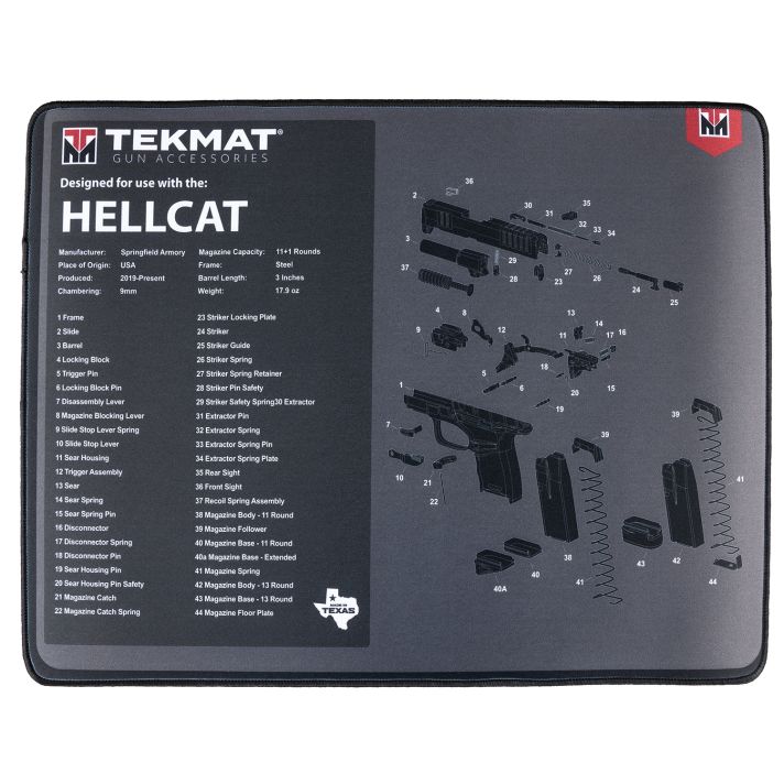 TekMat TEKR20HELLCATUltra 20 Cleaning Mat Black/Gray Rubber 15"x20" Springfield Hellcat Parts Diagram