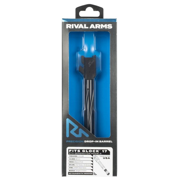 Rival Arms RA20G104A Precision V1 Drop-In Barrel 9mm Luger 4.49" Black PVD Finish 416R Stainless Steel Material with Threading for Glock 17 Gen5