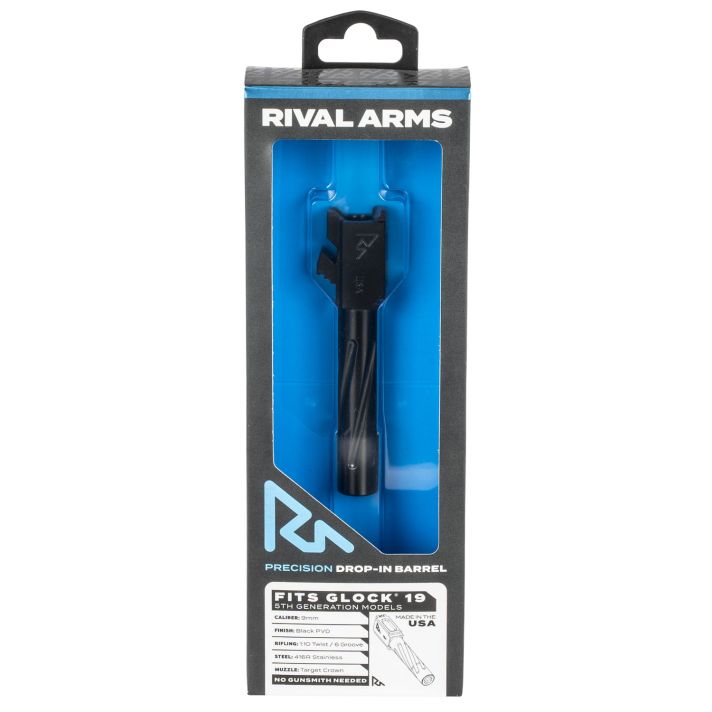 Rival Arms RA20G203A Precision V1 Drop-In Barrel 9mm Luger 4.02" Black PVD Finish 416R Stainless Steel Material for Glock 19 Gen5