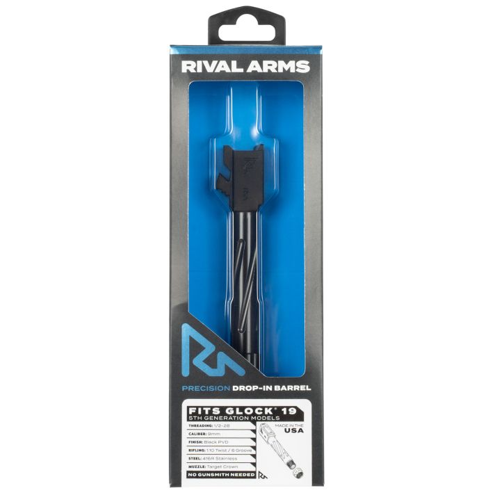 Rival Arms RA20G204A Precision V1 Drop-In Barrel 9mm Luger 4.02" Black PVD Finish 416R Stainless Steel Material with Threading for Glock 19 Gen5