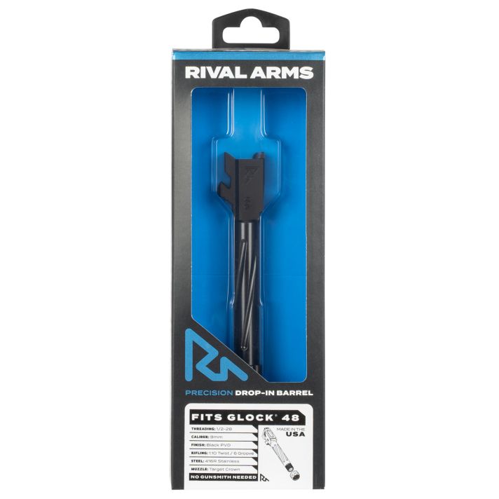 Rival Arms RA20G802A Precision V1 Drop-In Barrel 9mm Luger 4.17" Black PVD Finish 416R Stainless Steel Material with Threading for Glock 48