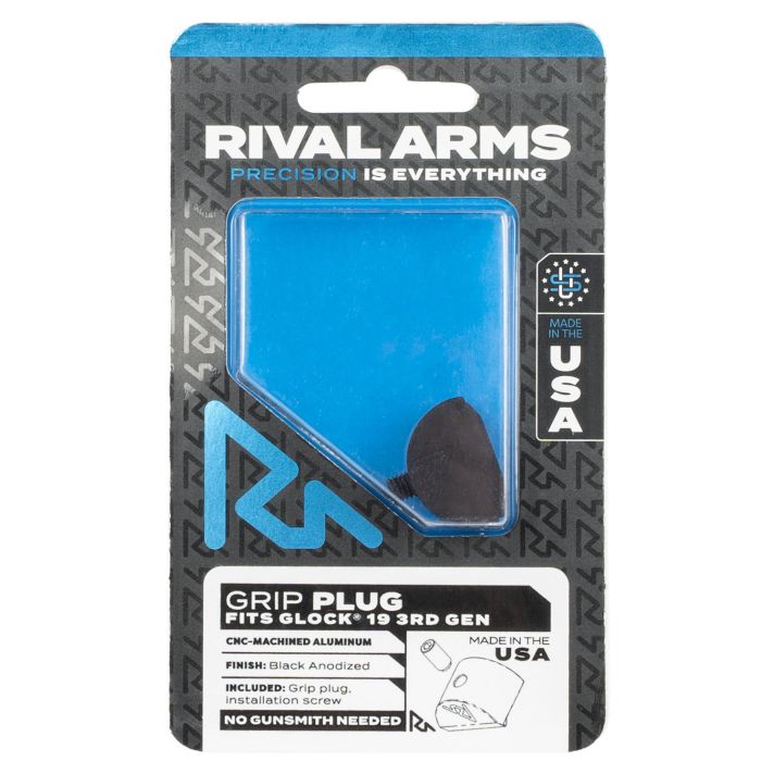 Rival Arms RA75G201A Grip PlugCompatible w/Glock 19 Gen3, Black Anodized Aluminum