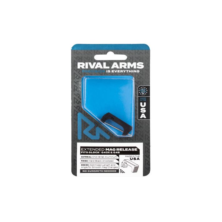 Rival Arms RA72G004A Magazine ReleaseExtended Black Anodized Aluminum for Glock 43X, 48