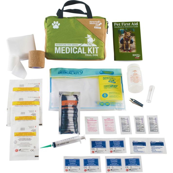 Adventure Medical Kits 01350115 Adventure Trail Dog Medical Kit Treats Injuries Green