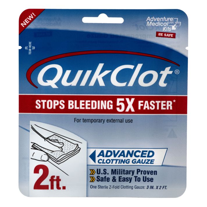 Adventure Medical Kits 50200025 QuikClotStop Bleeding White Clotting Gauze