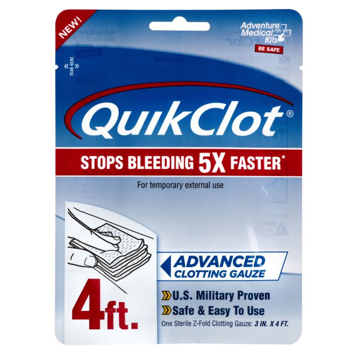 Adventure Medical Kits 50200026 QuikClotStop Bleeding White 3" x 48" Clotting Gauze