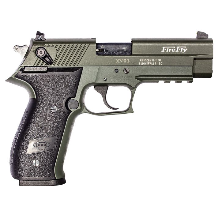 GSG GERG2210FFG FireFly22 LR 10+1 4" Green Steel Barrel, Serrated Slide, Zinc Alloy w/Accessory Rail Frame, Black Polymer Grip