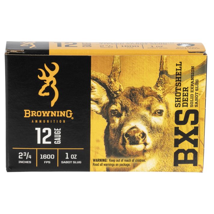 Browning Ammo B193111221 BXS Shotshell Deer 12Gauge 2.75" 1oz Sabot Slug Shot 5 Per Box/20 Case