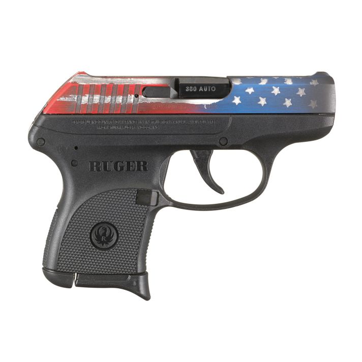 Ruger 13710 LCPCompact Frame 380 ACP 6+1, 2.75" Black Steel Barrel, American Flag Cerakote Serrated Steel Slide, Black Polymer Frame, Black Polymer Grip, Right Hand